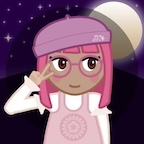 Vector art pink haired girl making a peace salute